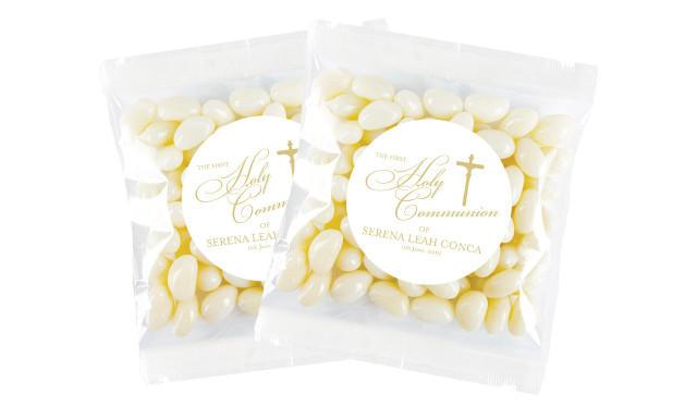 Gold Writing Communion Personalised Lolly Bag