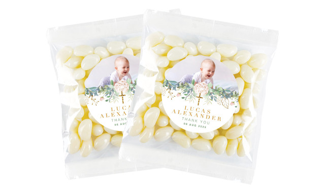 Leaves Photo Christening Personalised Lolly Bag