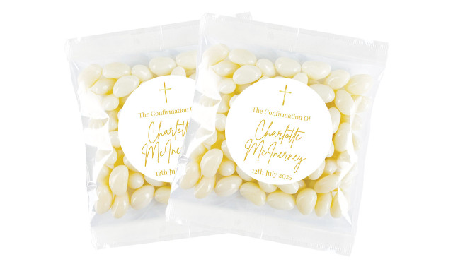 Modern White and Gold Confirmation Personalised Lolly Bag