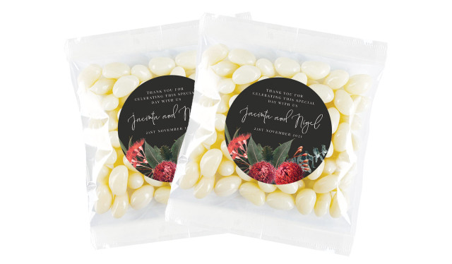 Wild Flowers Dark Wedding Personalised Lolly Bag