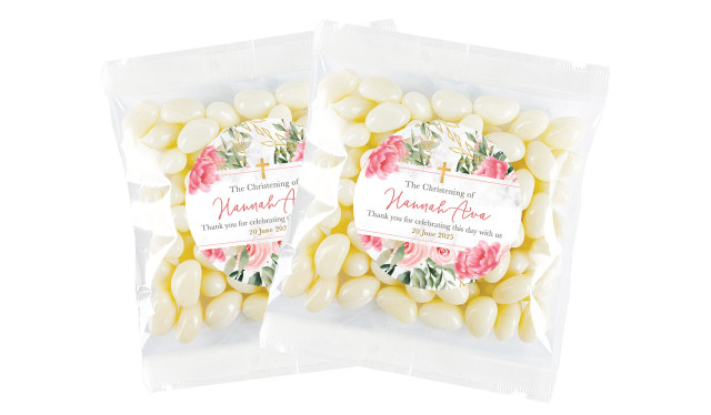 Magnificent Floral Christening Personalised Lolly Bag