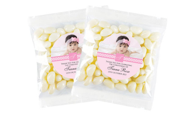 Initial Pink Christening Personalised Lolly Bag