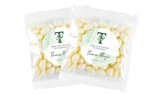 Monogram Green Christening Personalised Lolly Bag