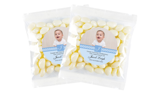 Initial Blue Christening Personalised Lolly Bag