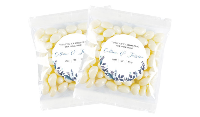 Blue Floral Engagement Personalised Lolly Bag