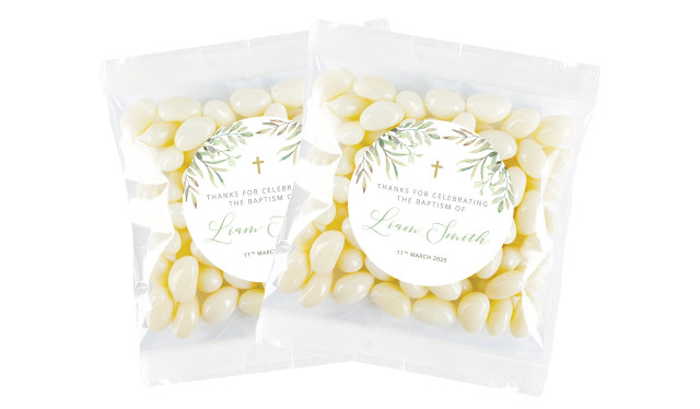Golden Greenery Christening Personalised Lolly Bag