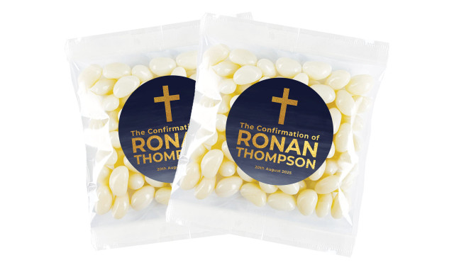 Navy Blue Watercolour Confirmation Personalised Lolly Bag