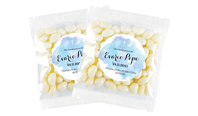 A Splash Of Watercolour Blue Confirmation Personalised Lolly Bag