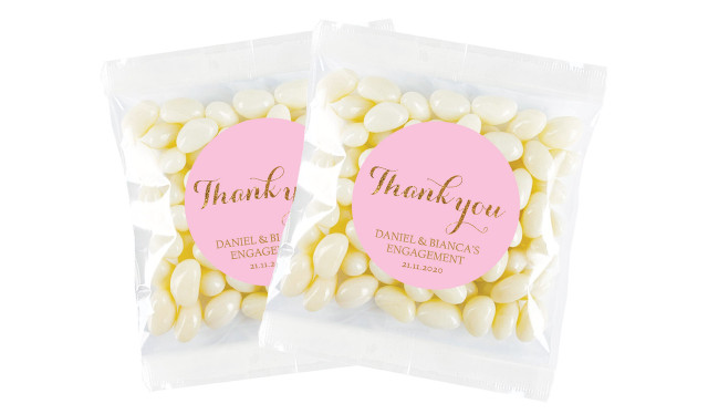 Golden Thank You Engagement Personalised Lolly Bag