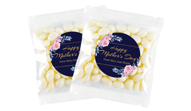 Pink Roses On Navy Mothers Day Personalised Lolly Bag