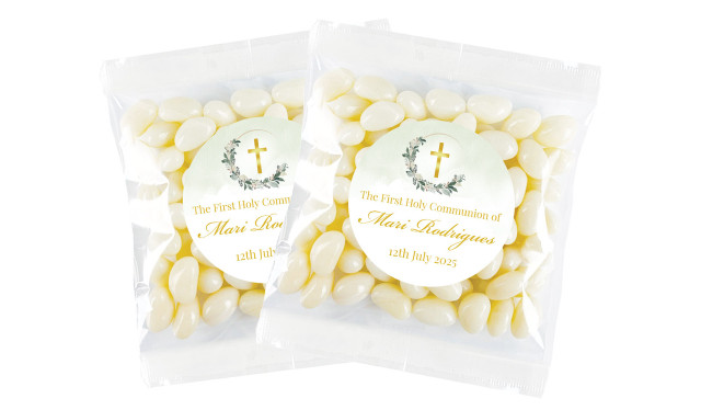 Greenery Hoop Communion Personalised Lolly Bag