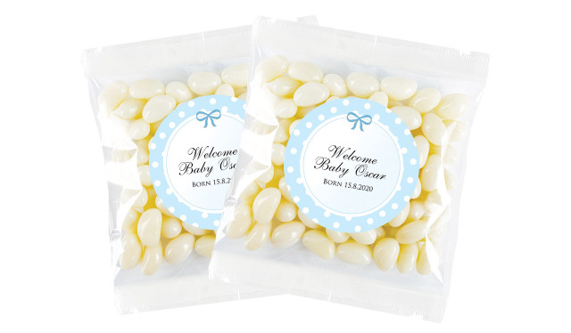 Polkadot Blue Birth Announcement Personalised Lolly Bag
