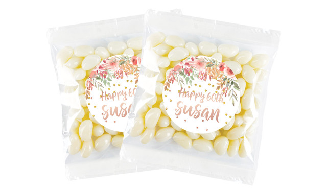 Peach Floral Personalised Lolly Bag