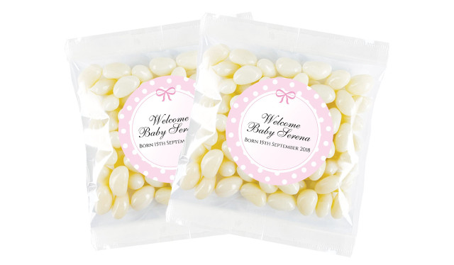 Polkadot Pink Birth Announcement Personalised Lolly Bag
