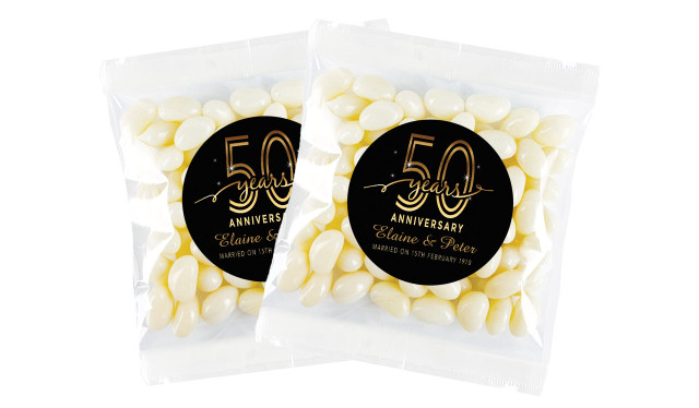 Big Number Gold Anniversary Personalised Lolly Bag