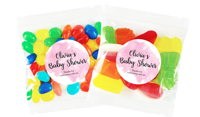 A Splash Of Watercolour Pink Personalised Lolly Bag 55g