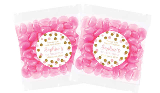 Pink Gold Confetti Personalised Lolly Bag (Choice Of Fillings)