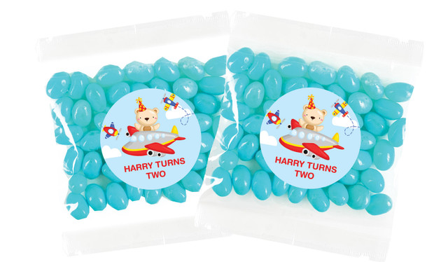 Bear Air Plane Personalised Lolly Bag Favour