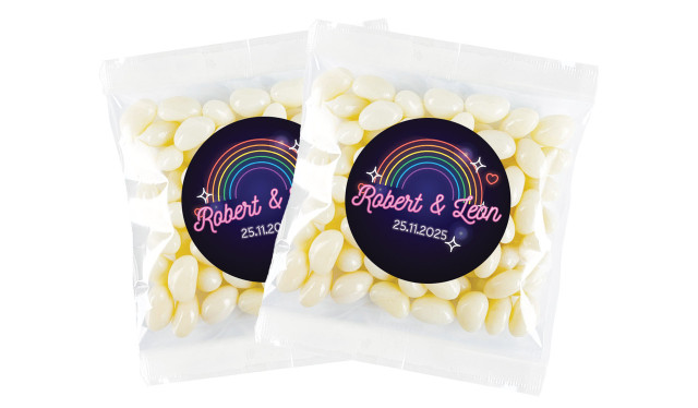 Neon Rainbow Personalised Jelly Bean Bag Favour
