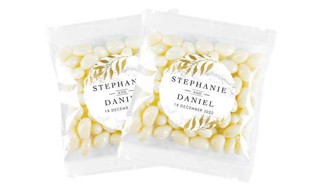 Marble And Fern Personalised Jelly Bean Bag Favour