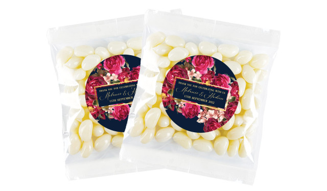Bold Floral Personalised Jelly Bean Bag Favour