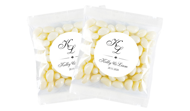 Initials Wedding Personalised Jelly Bean Bag Favour