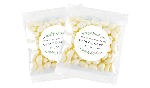 Green Branches Personalised Jelly Bean Bag Favour