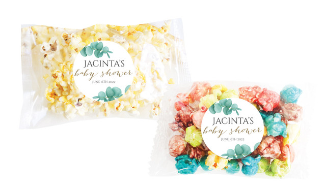 Eucalytpus Leaves Baby Shower Personalised Popcorn Bag