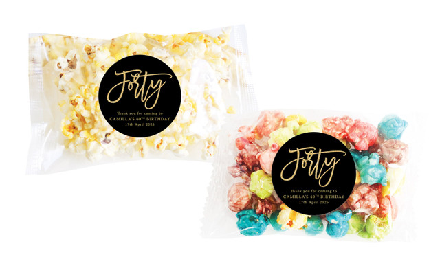 40th Black Personalised Popcorn Bag