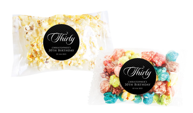Elegant Black Personalised Popcorn Bag