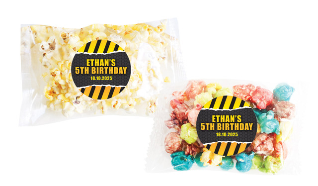 Construction Builders Birthday Personalised Popcorn Bag