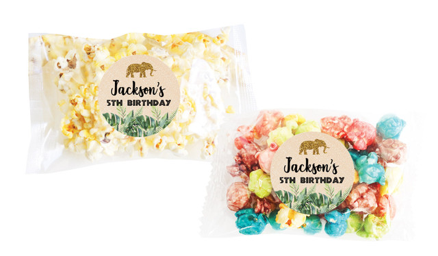 Jungle Gold Birthday Personalised Popcorn Bag