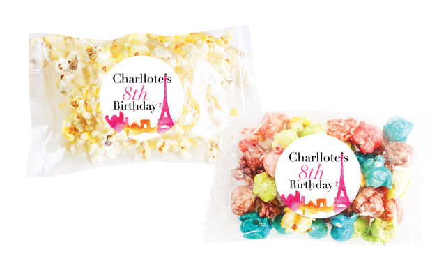 Paris Watercolour Birthday Personalised Popcorn Bag