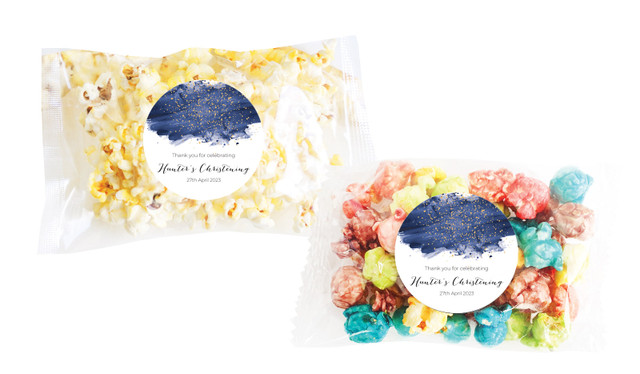 Watercolour Confetti Christening Personalised Popcorn Bag