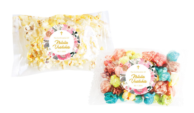 Pink Garden Confirmation Personalised Popcorn Bag