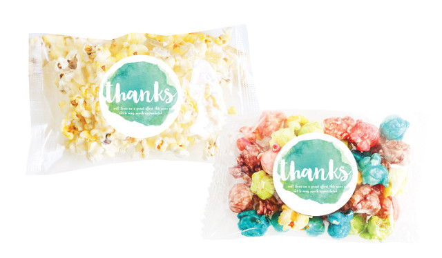 Watercolour Thanks Green Personalised Popcorn Bag