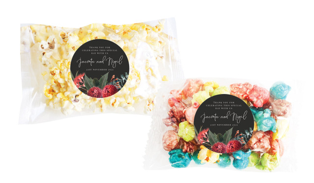Wild Flowers Dark Wedding Personalised Popcorn Bag