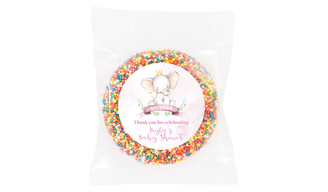 Sitting Elephant Pink Baby Shower Personalised Giant Freckle