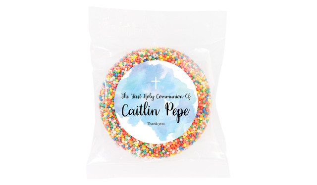 A Splash Of Watercolour Blue Communion Personalised Giant Freckle