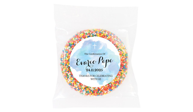 A Splash Of Watercolour Blue Confirmation Personalised Giant Freckle