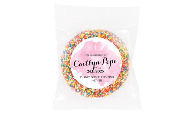 A Splash Of Watercolour Pink Confirmation Personalised Giant Freckle