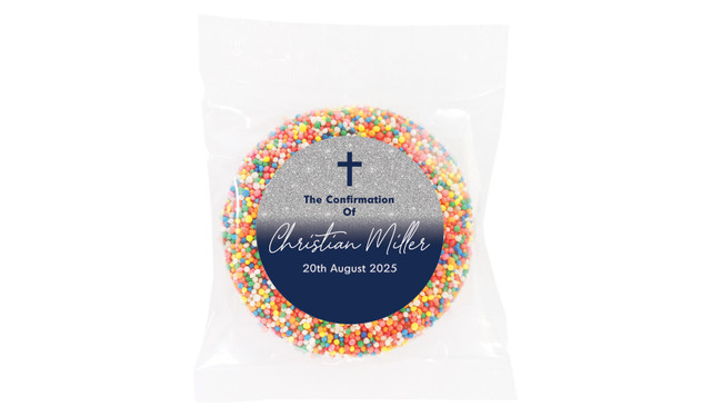Blue and Silver glitter Confirmation Personalised Giant Freckle