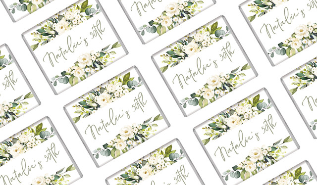 White Roses Personalised Mini Chocolates