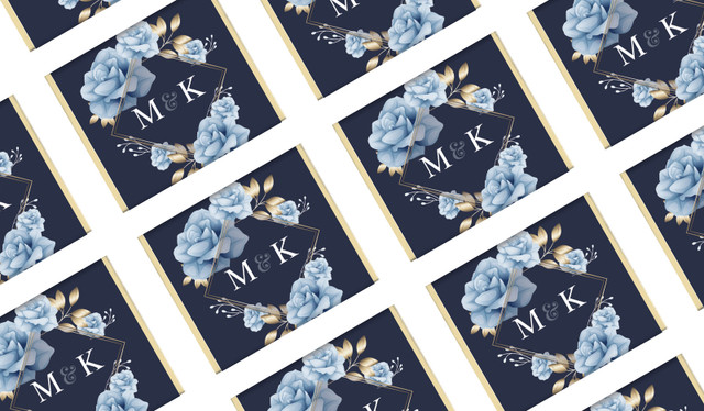 Flowers On Navy Engagement Personalised Mini Chocolates