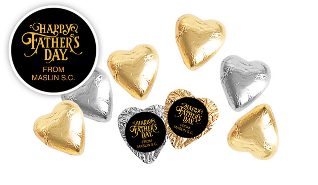 Golden Emblem Fathers Day Personalised Foil Chocolate Hearts