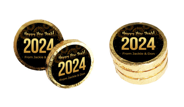 Black And Gold New Years Eve Chocolate Coin