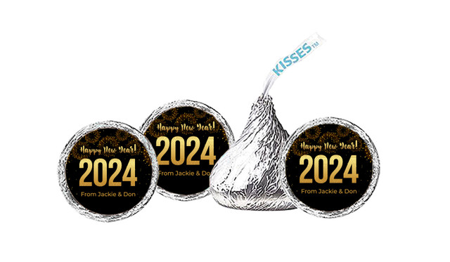 Black And Gold Personalised New Years Eve Hersheys Kisses