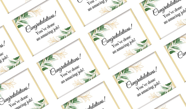Gold And Green Leaves Congratulations Personalised Mini Chocolates
