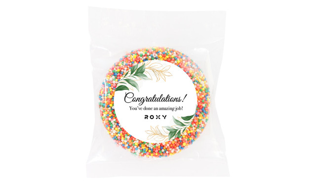 Gold And Green Leaves Congratulations Personalised Chocolate Freckle