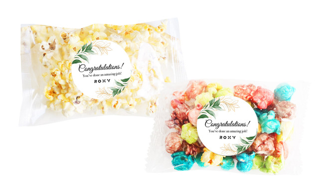 Gold And Green Leaves Congratulations Personalised Popcorn Bags